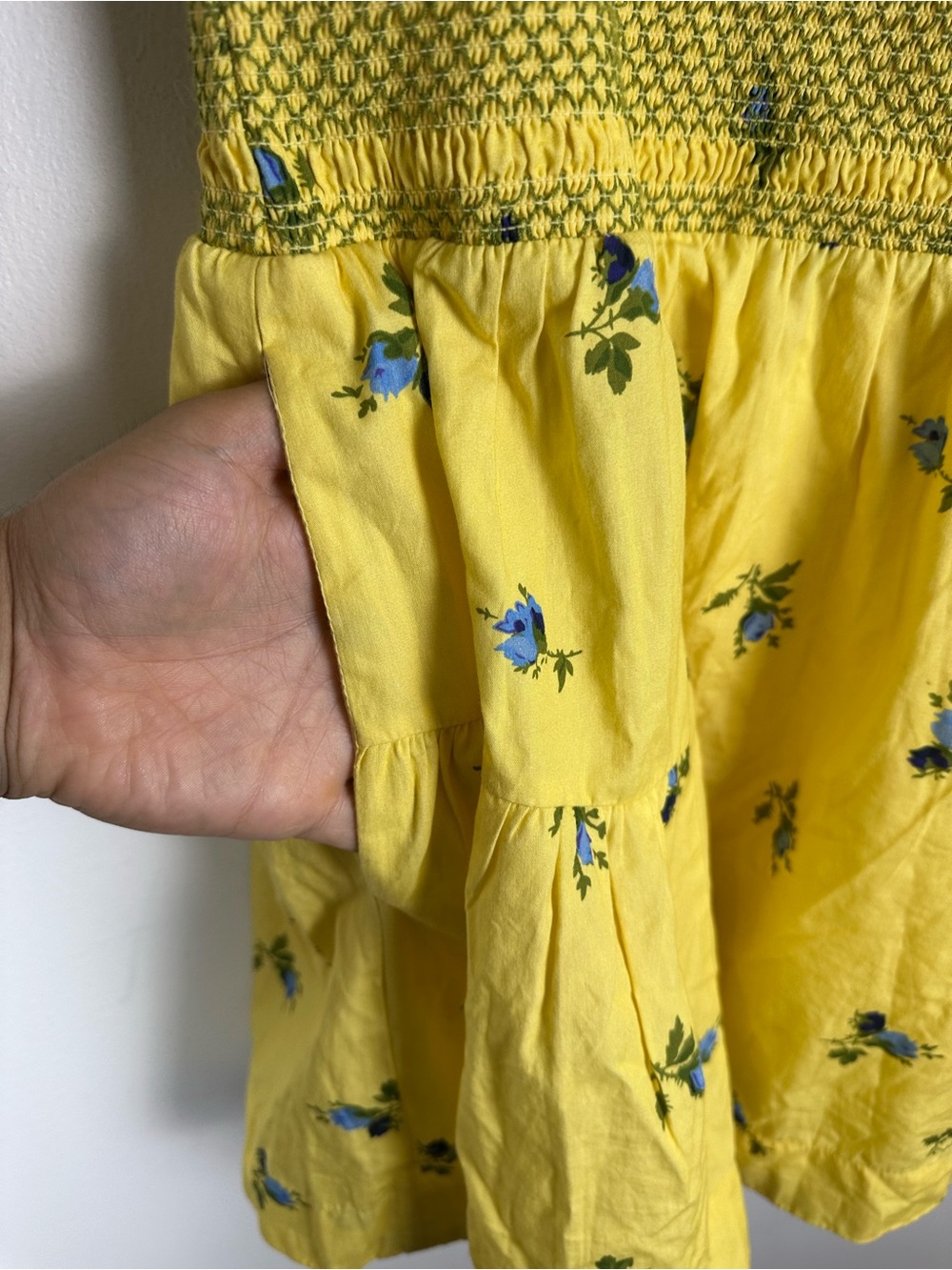 By Anthropologie Puff-Sleeve Square-Neck Smocked Mini Dress Sz L - Picture 9 of 10